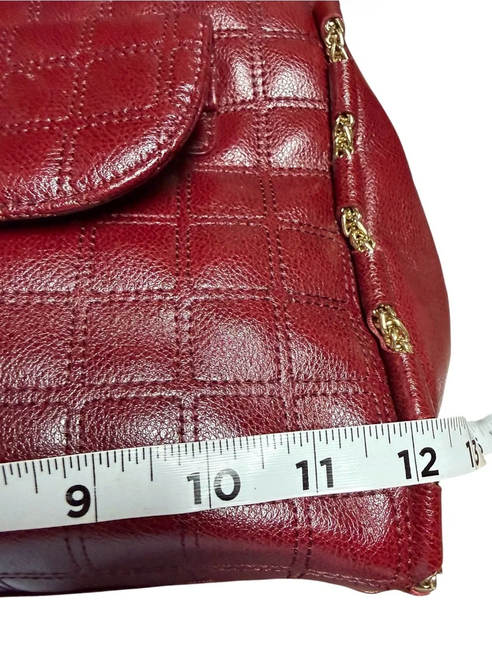 Antonio Melani Burgundy Leather Satchel Purse Gold Hardware Quilted Shoulder Bag